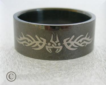 Svartlackad ring, stainless steel, devil! 21.5mm