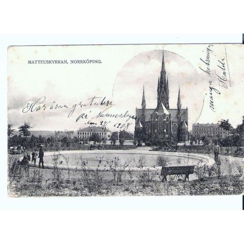VYORT. Kyrka. Matteuskyrkan. Norrköping. Brefkort. 1908.