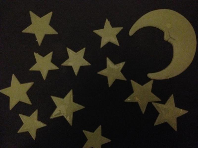 Självlysande måne och 11 stjärnor barnrum lysande dekoration