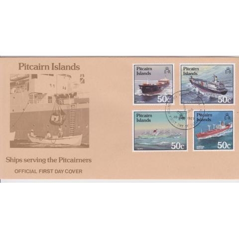 FDC, Pitcairn Islands 20 Jan. 1987, båtar, 4 märken på 50 cent.