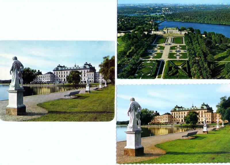 Vykort. Drottningholms slott. 3 vykort. Inte postgånget.
