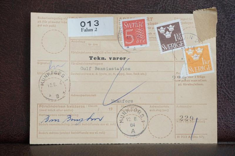 Frimärken på adresskort - stämplat 1964 - Falun 2 - Munkfors 