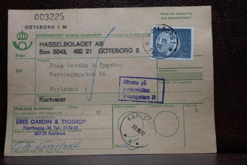 Poststämplat  adresskort med frimärken - Göteborg 1 - Karlstad