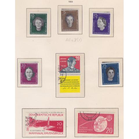 4 fotosidor över stämplade frimärken åren 1959-60, katalog ca 60 kr