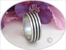 Ring, stainless steel, 3 svarta band! Innerdia 20mm