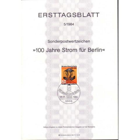 Ersttagsblatt 5/1984 - 100 Jahre Strom für Berlin
