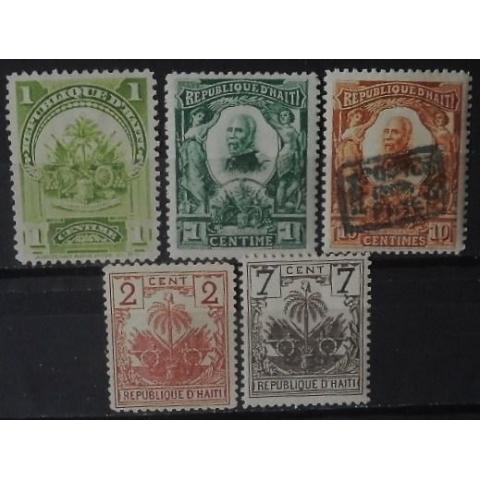 Haiti 1892-1904 lot om 5 märken