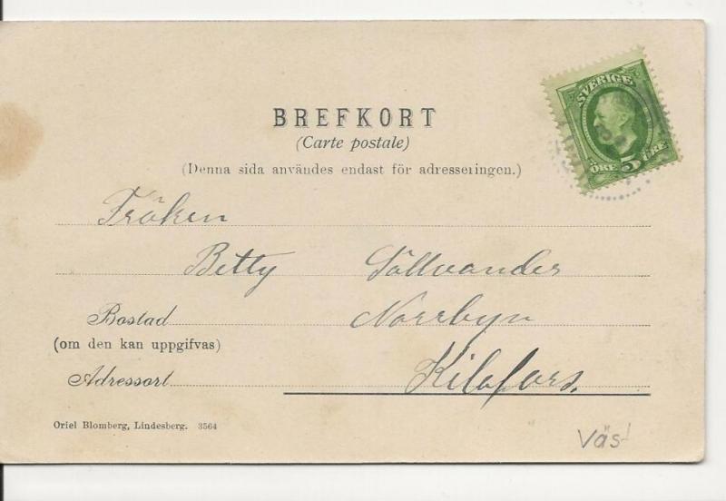 Vykort. Högfors. Herrgården, Västmanland. 1902. Brefkort. 