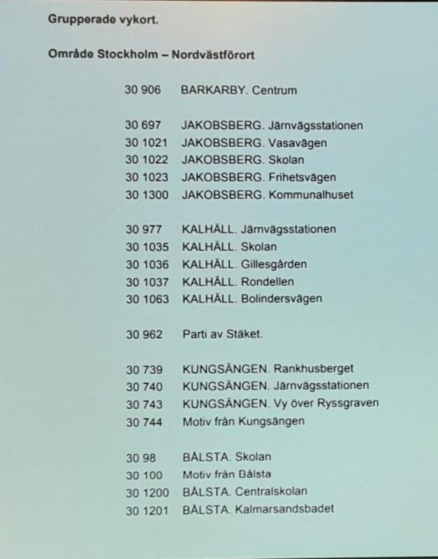 Vykort. Stockholm. 18 kort  Pressbyråkort  bl a Bålsta,  Kallhäll, Jakobsberg.