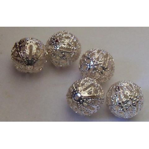 6 filigri pärlor silverfärgade 10 mm