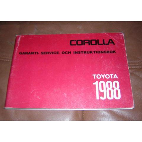  Instruktionsbok  till en Toyota Corolla 1988