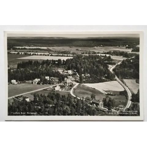 Vykort.  Flygfoto över Borserud Värmland. 1955. (Filipstad)