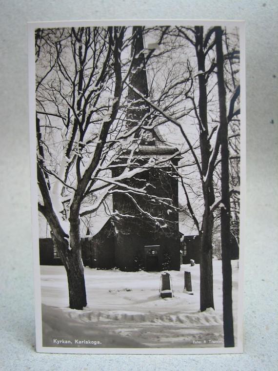 Kyrkan Karlskoga Värmland oskrivet gammalt vykort