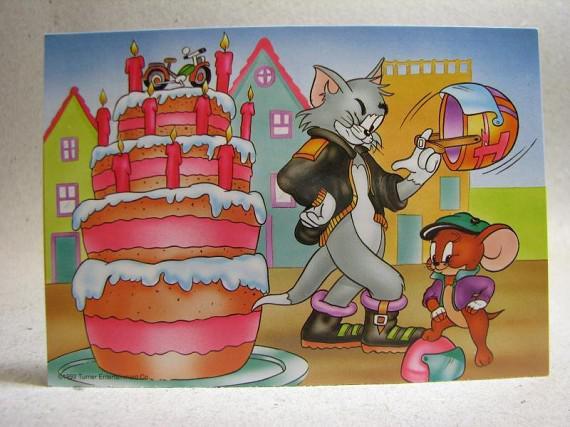Fint Tecknat vykort Tom och Jerry