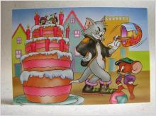 Fint Tecknat vykort Tom och Jerry