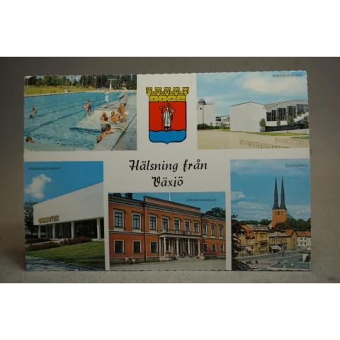 Bad samt vyer från Växjö 1972 Småland Flerbild skrivet äldre vykort