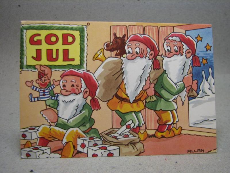 Fint äldre Julkort Signerat ALLAN Oskrivet vykort
