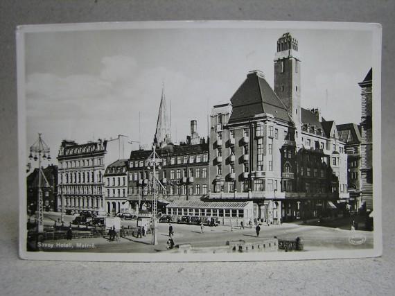 Savoy Hotell Bilar Folkliv 1943 Malmö Skrivet gammalt vykort