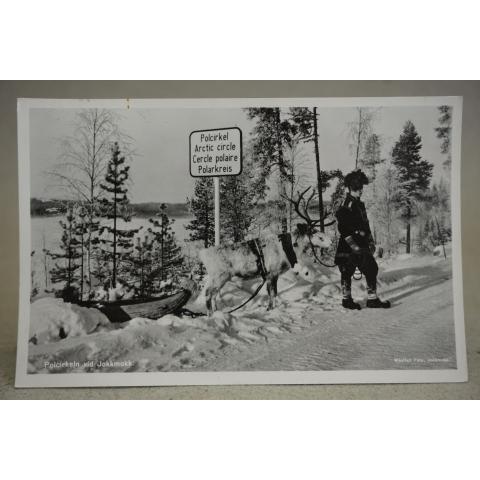 Polcirkeln vid Jokkmokk 1960 Lappland skrivet Gammalt vykort