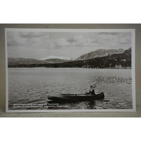 Kanot på Vassijaure Lappland Oskrivet Gammalt vykort