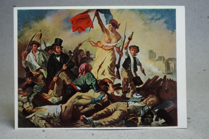 Eugene Delacroix Liberty makes people mount the Barrikaden Oskrivet vykort av fin konst