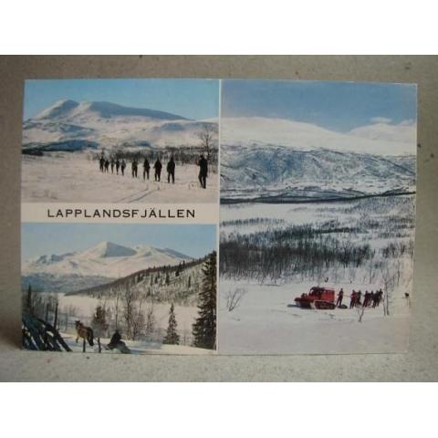 Lapplandsfjällen frankerat med ostämplat 65 öre frimärke Lappland Oskrivet Äldre vykort