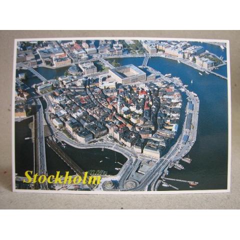Panorama Flygvy över Gamla Stan Stockholm Oskrivet Äldre Vykort