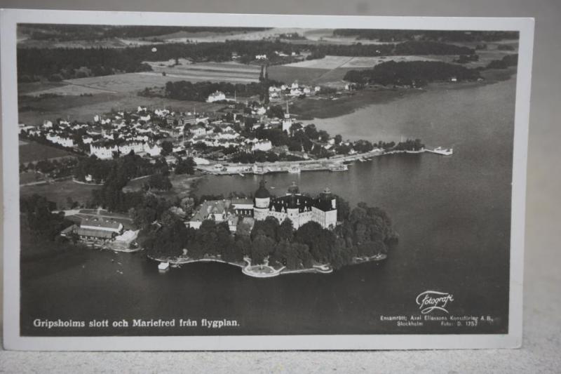 Gripsholms slott och Mariefred från flygplan Södermanland Gammalt skrivit vykort