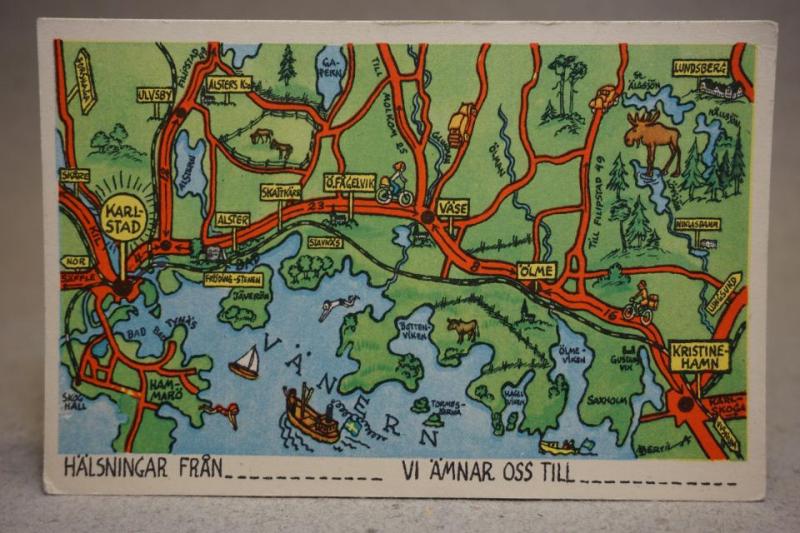 Kartkort Karlstad Kristinehamn Värmland oskrivet gammalt vykort