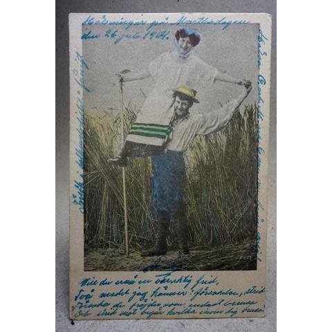 Antikt Brefkort Skördeglädje 1914