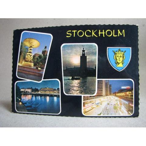 Nattvyer över Stockholm 1975 Skrivet vykort