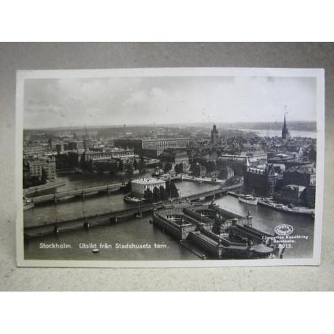 Utsikt över Stockholm 1931 skrivet gammalt vykort