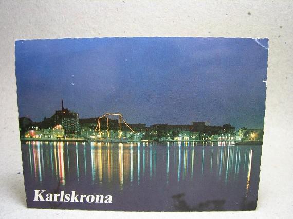 Äldre Vykort Karlskrona i Kvällsljus Blekinge