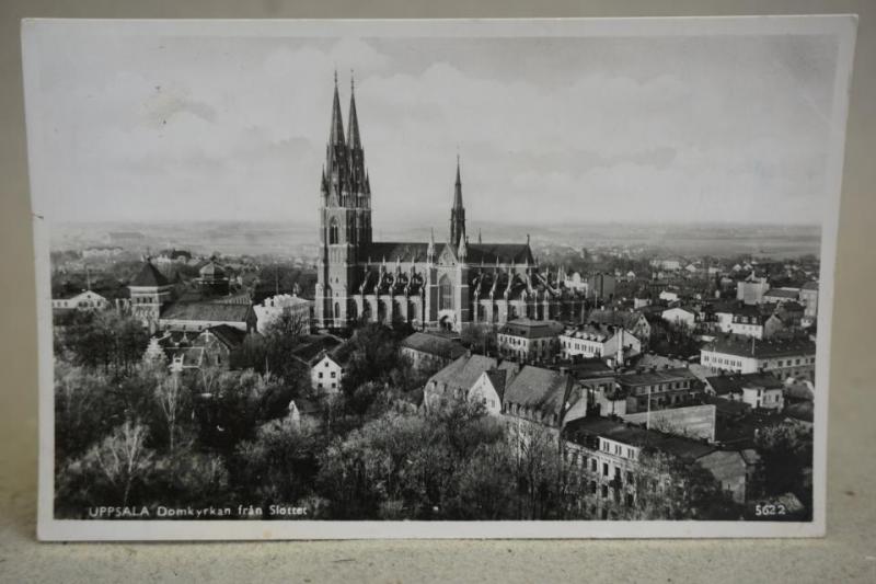 Uppsala Domkyrkan från Slottet 1943 Svenska Pressbyrån Uppland skrivet Äldre vykort