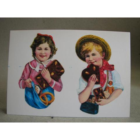 Barn Flicka och Pojke med kakor Oskrivet lite äldre vykort