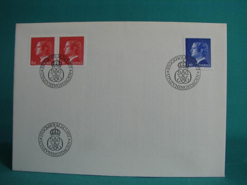Carl XVI Gustaf 24/2 1977 - FDC med Fina stämplade frimärken