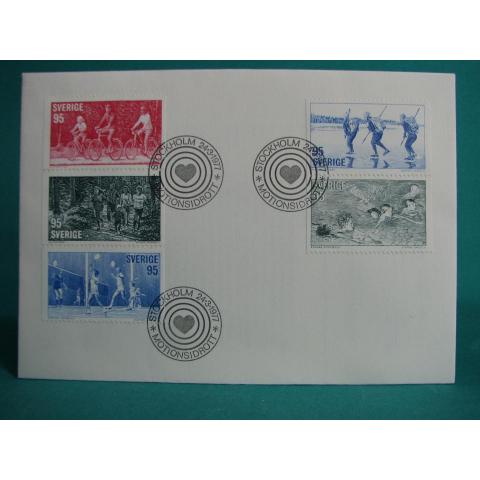 Motionsidrott 24/3 1977 - FDC med Fina stämplade frimärken