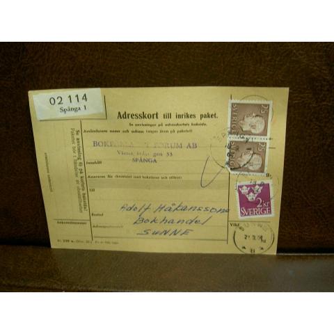 Paketavi med stämplade frimärken - 1964 - Spånga 1 till Sunne