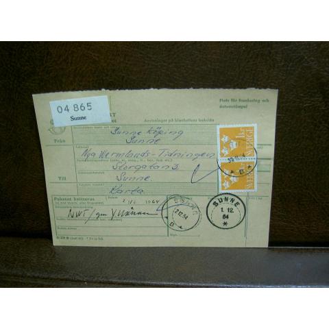 Paketavi med stämplade frimärken - 1964 - Sunne till Sunne
