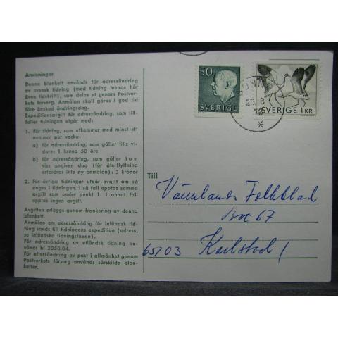 Adressndringskort med stämplade frimärken - 1972 - Sunne