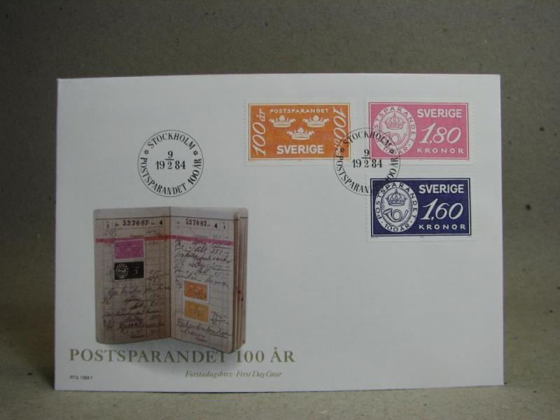 FDC Vinjett - Postsparandet 100 år 1984-02-09 / med fina stämplar