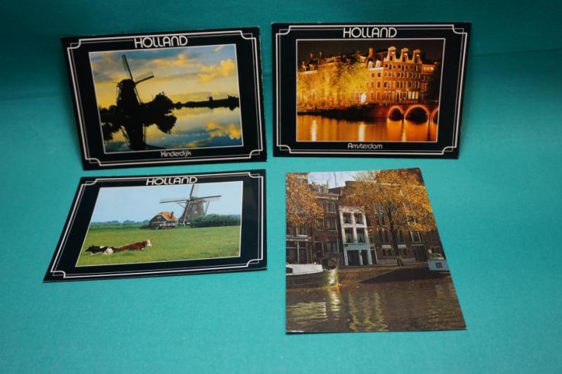 4 vykort - blandat - se bild - Holland