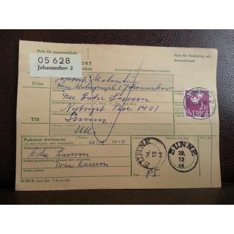 Frimärken på adresskort - stämplat 1964 - Johanneshov 2 - Sunne