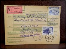 Frimärke  på adresskort - stämplat 1968 - Vällingby 1 - Karlstad