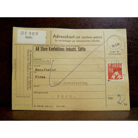 Frimärken  på adresskort - stämplat 1961 Säffle - Deje