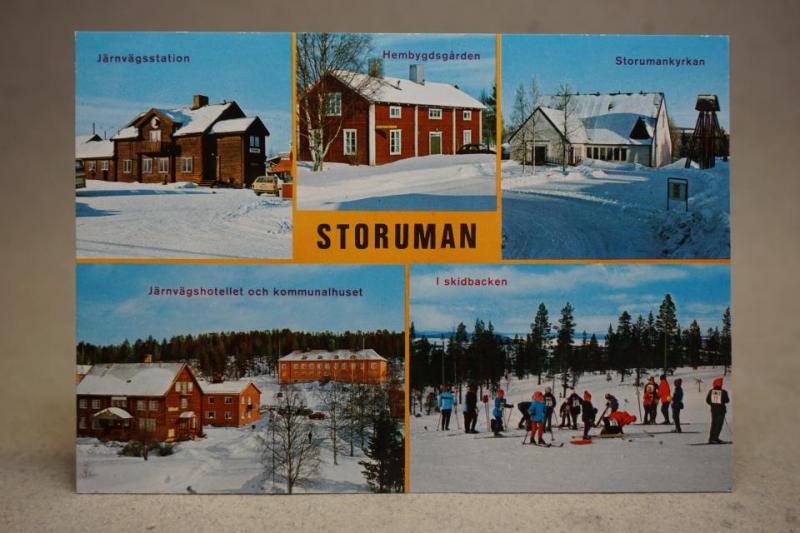 Folkliv samt vyer Centrum Storuman Lappland Oskrivet Äldre vykort