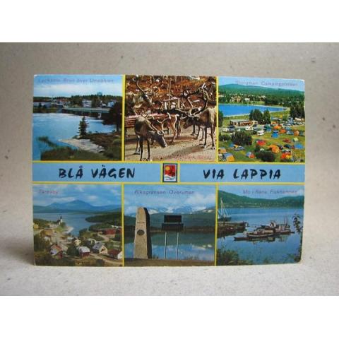 Blå Vägen Via Lappia Camping 1974 Lappland skrivet Äldre vykort