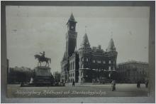 Hälsingborg Rådhuset och Stenbocksstatyn 1923 skrivet gammalt vykort