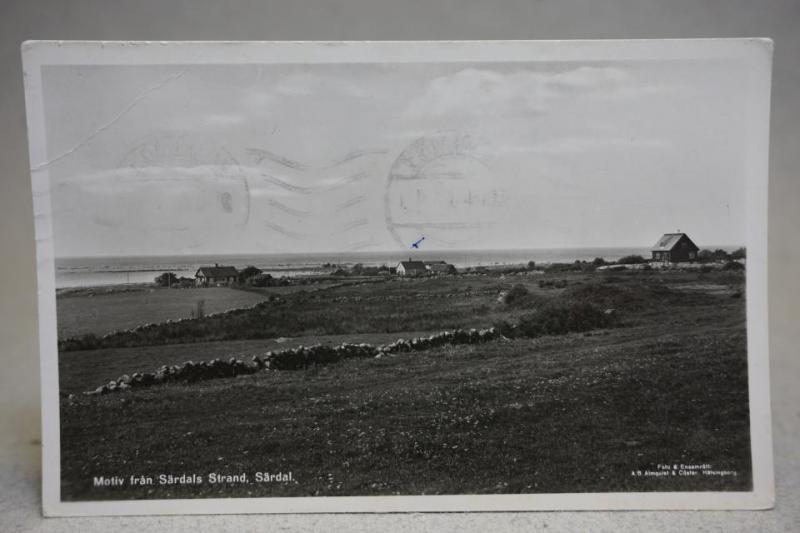 Särdals strand Halland Gammalt skrivet vykort 1955