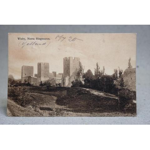 Visby Norra ringmuren 1920   - Gammalt skrivet antikt vykort